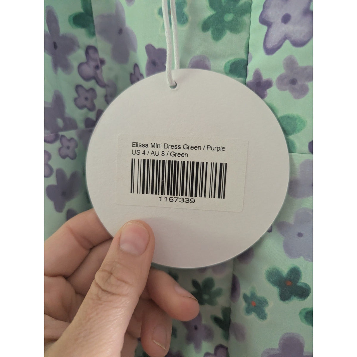 Princess Polly Elissa Mini Dress Green Purple Floral Tie Strap US 4 NWT