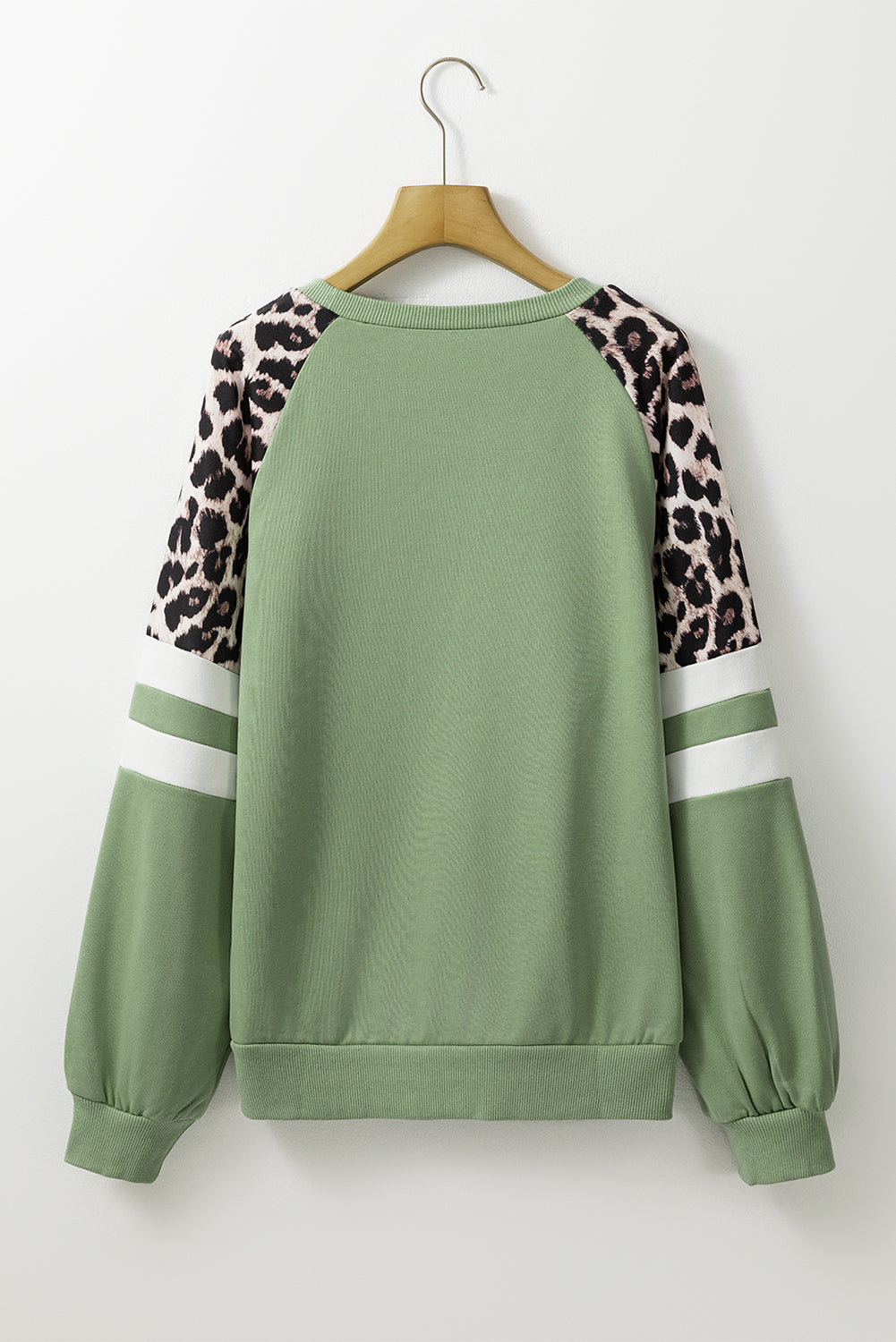 Grass Green Leopard Print Colorblock Raglan Sleeve Sweatshirt - Scarlett's Riverside Boutique 