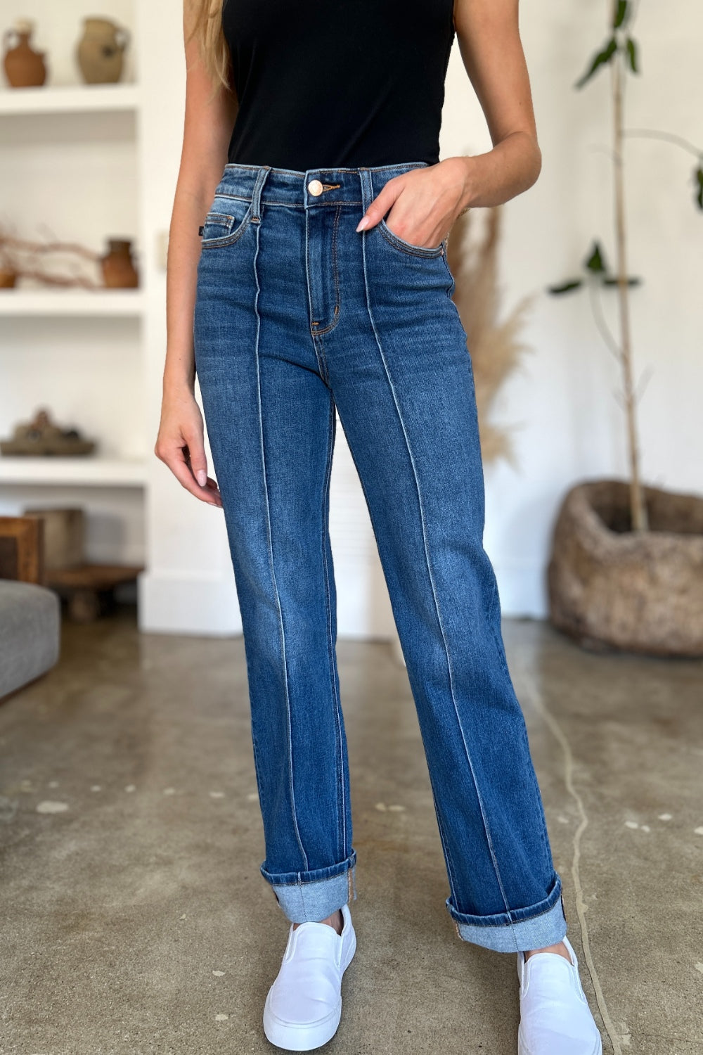 Judy Blue Full Size High Waist, Straight Jeans. 30" inseam - Scarlett's Riverside Boutique 