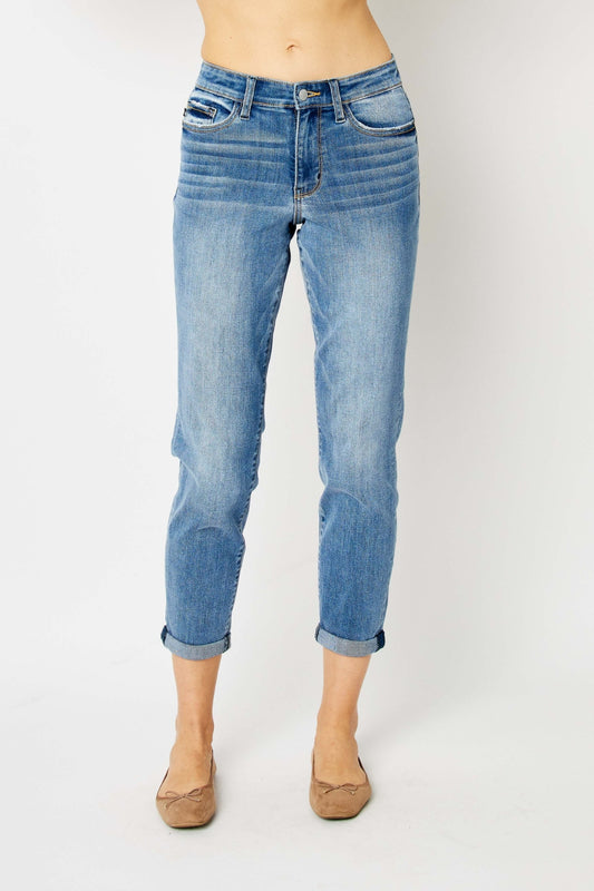 Judy Blue Full Size Cuffed Hem Slim Jeans - Scarlett's Riverside Boutique 