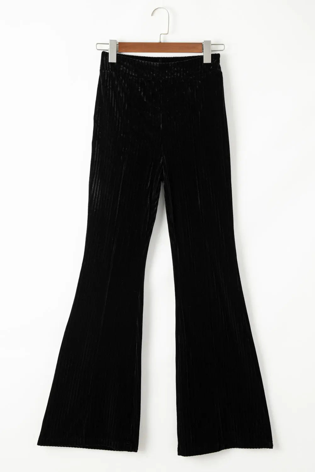 Black Solid Color High Waist Flare Corduroy Pants - Scarlett's Riverside Boutique 