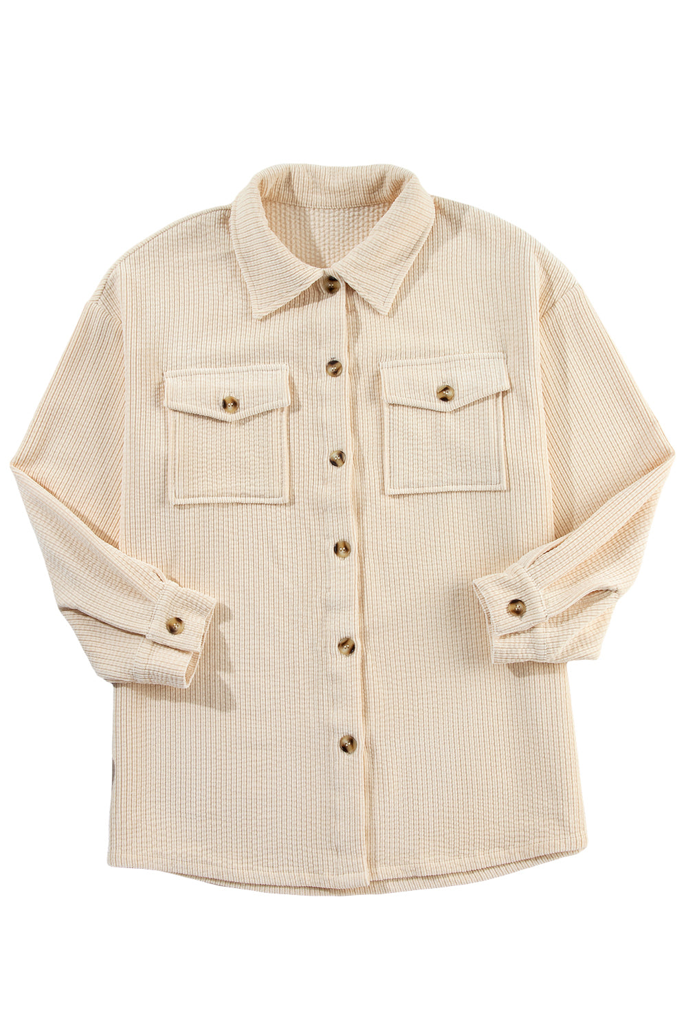 Oatmeal Corduroy Flap Pocket Button Up Shacket - Scarlett's Riverside Boutique 