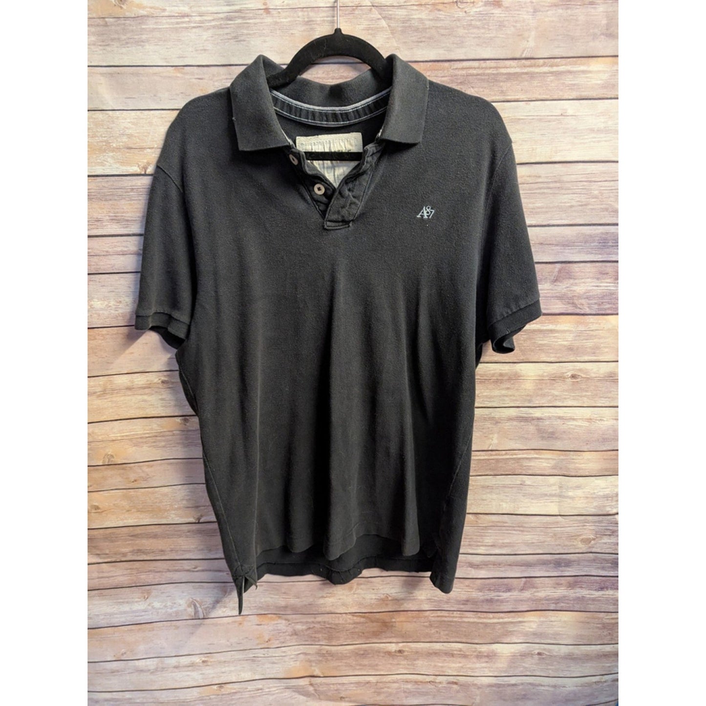 Men's Y2k-Aeropostale Men's Black Polo Shirt, size, L Short Sleeve A87.