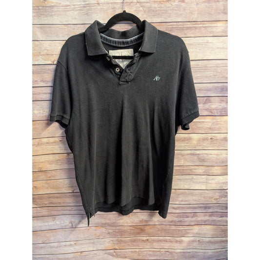 Men's Y2k-Aeropostale Men's Black Polo Shirt, size, L Short Sleeve A87.