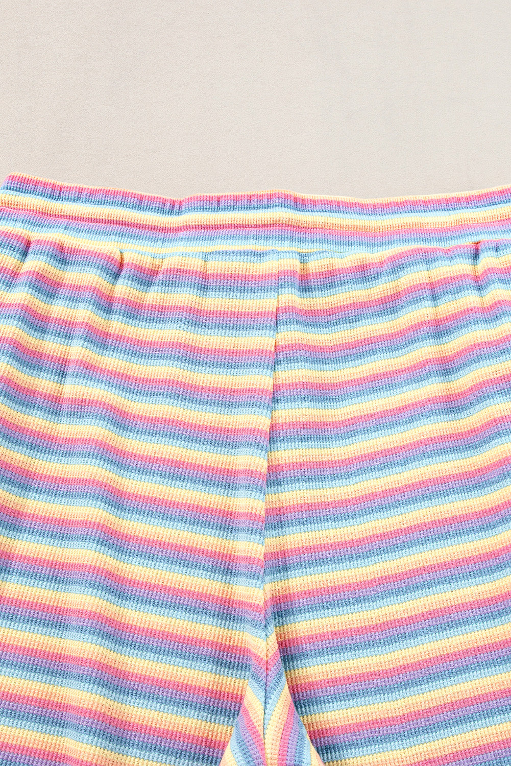 Pink Stripe Rainbow Tee Tasseled String Wide Leg Pants Set - Scarlett's Riverside Boutique 