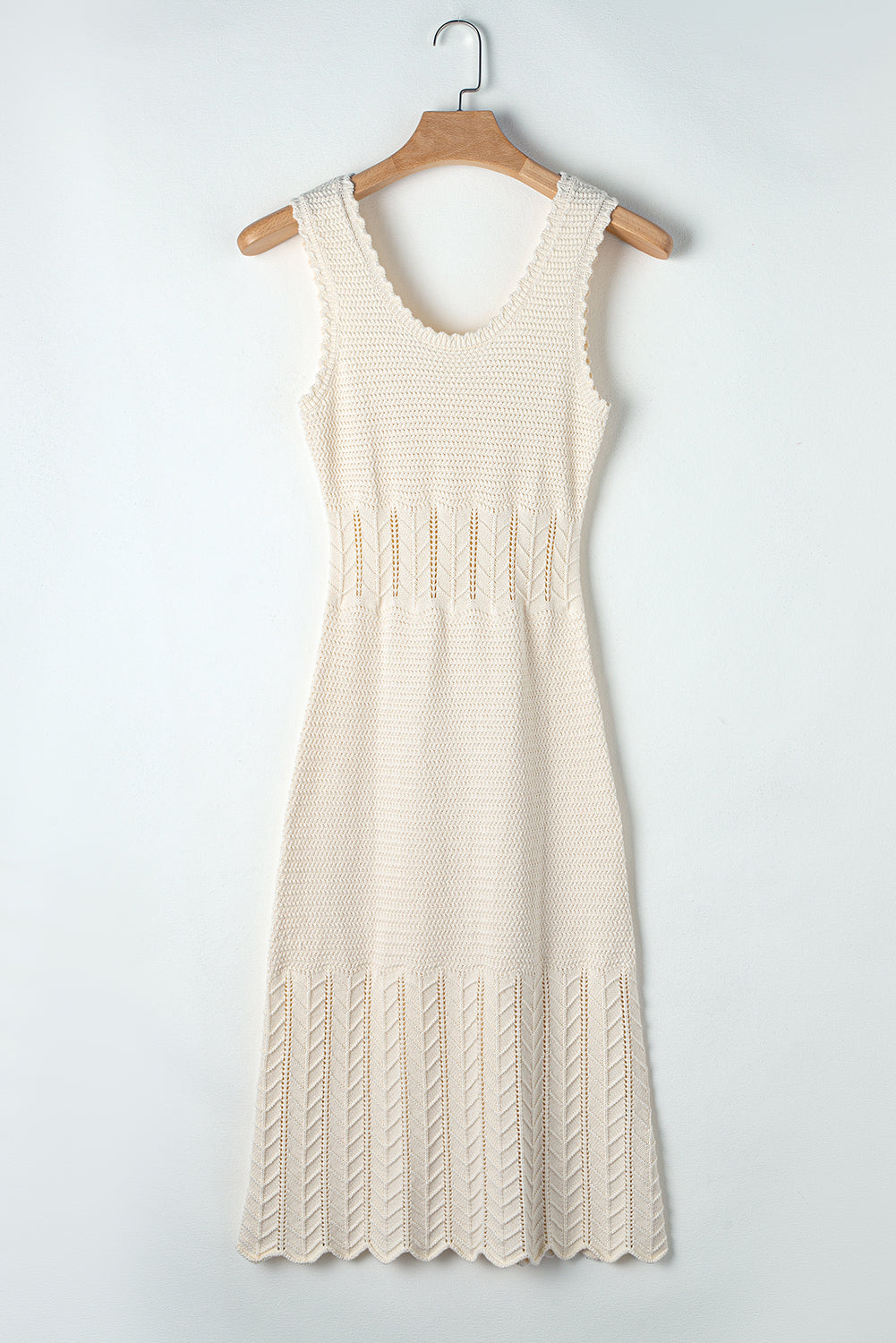 Beige Mix Texture Knitted Sleeveless Sweater Dress - Scarlett's Riverside Boutique 