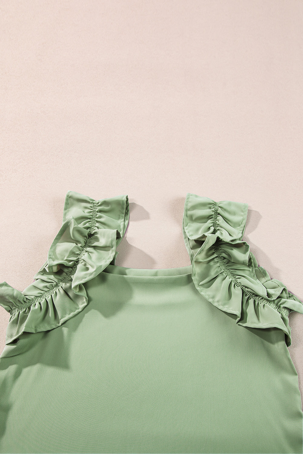 Smoke Green Solid Ruffle Trim Sleeveless Top - Scarlett's Riverside Boutique 