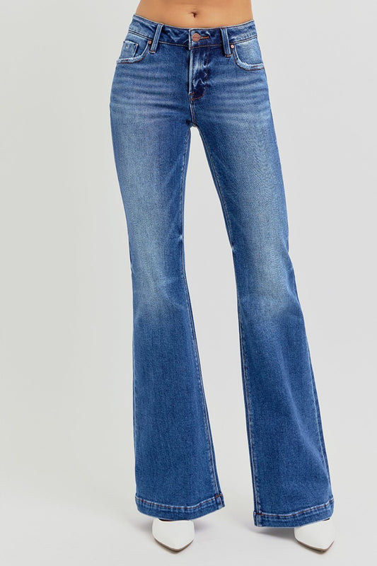 RISEN Full Size Low Rise Flare Jeans with Pockets - Scarlett's Riverside Boutique 