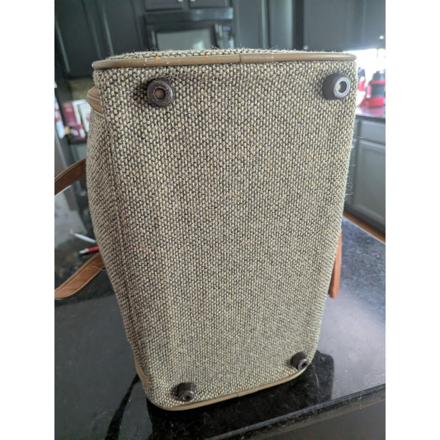 Vintage Hartmann Tweed & Leather Carry On Duffle Cosmetics Case Luggage Bag 15"