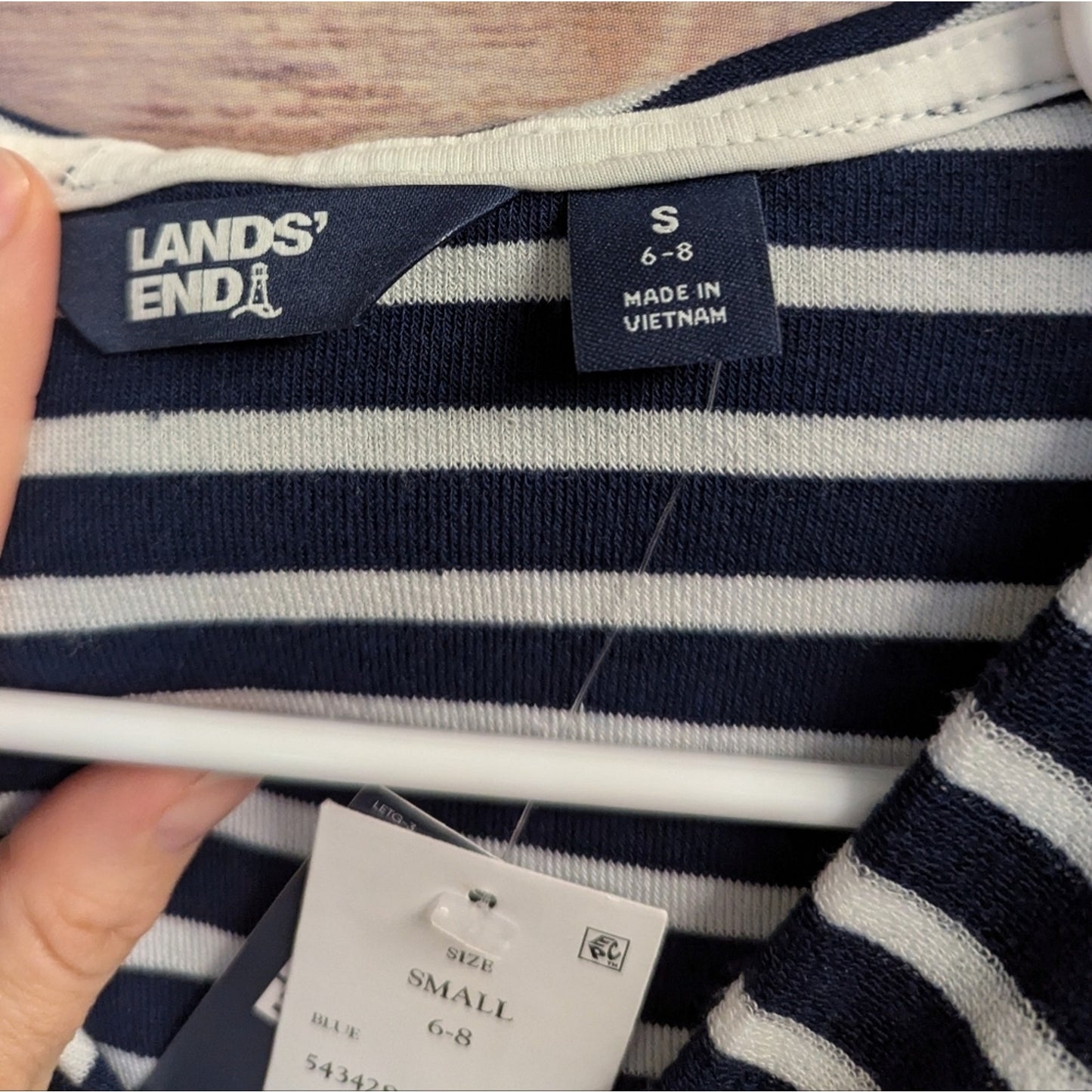NWT-Lands' End Women's Striped V-Neck Terry Hooded Swimsuit Cover Up sz. S #G40