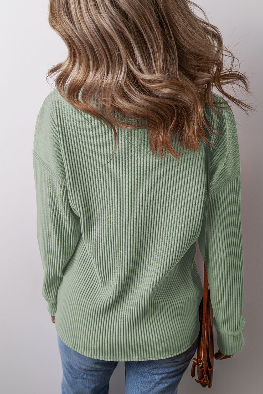 Pocketed Round Neck Long Sleeve Top - Scarlett's Riverside Boutique 