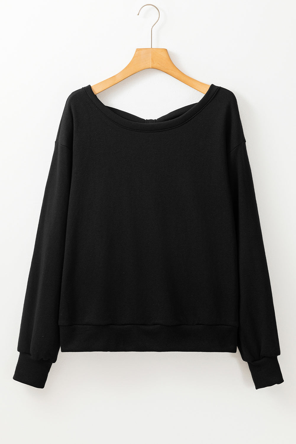 Black Bowknot Dewback Round Neck Sweatshirt