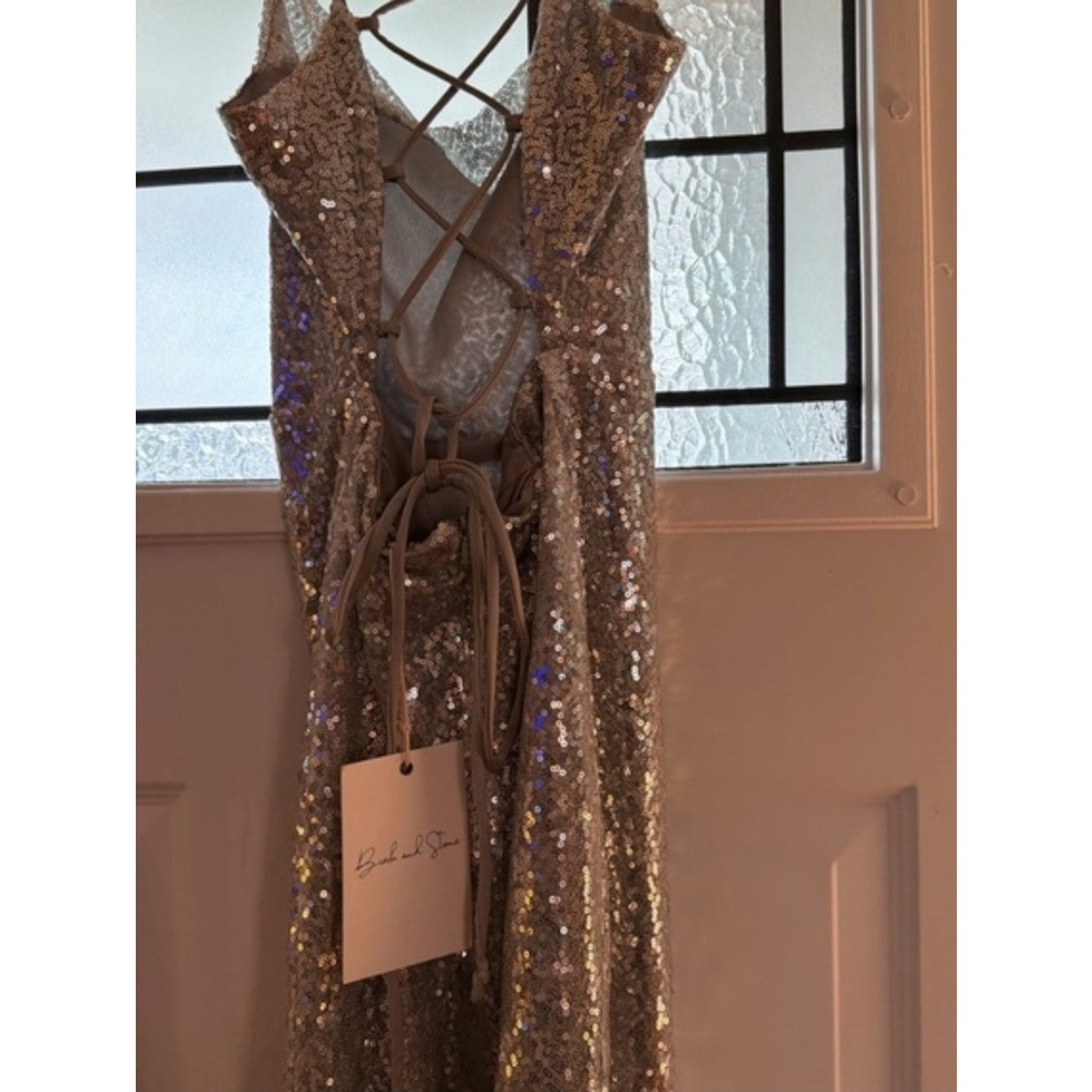 NWT Birch & Stone Silver Sequin Cowl Neck Bodycon Mini Dress Small Party Cocktai