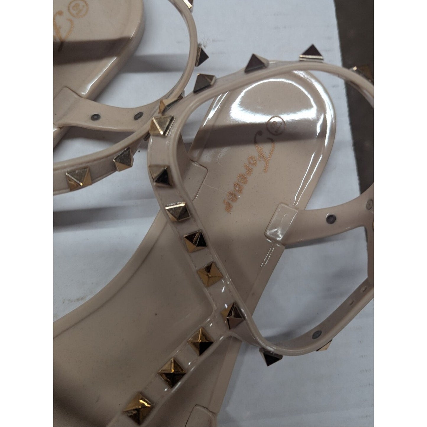 Forever Nude Jelly Sandals Gold Studded Gladiator Flat Sandals Size 38