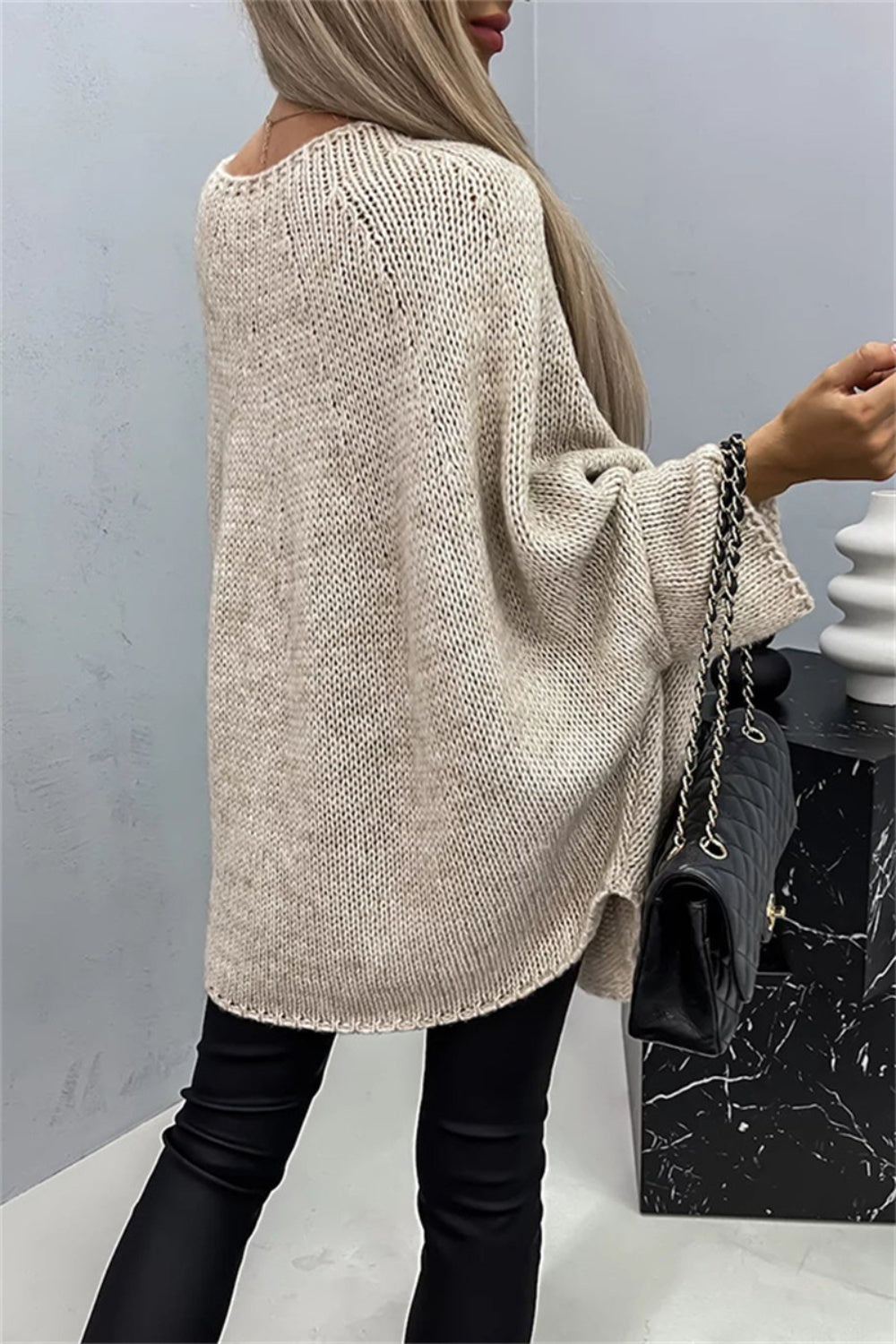 Round Neck Batwing Sleeve Sweater - Scarlett's Riverside Boutique 