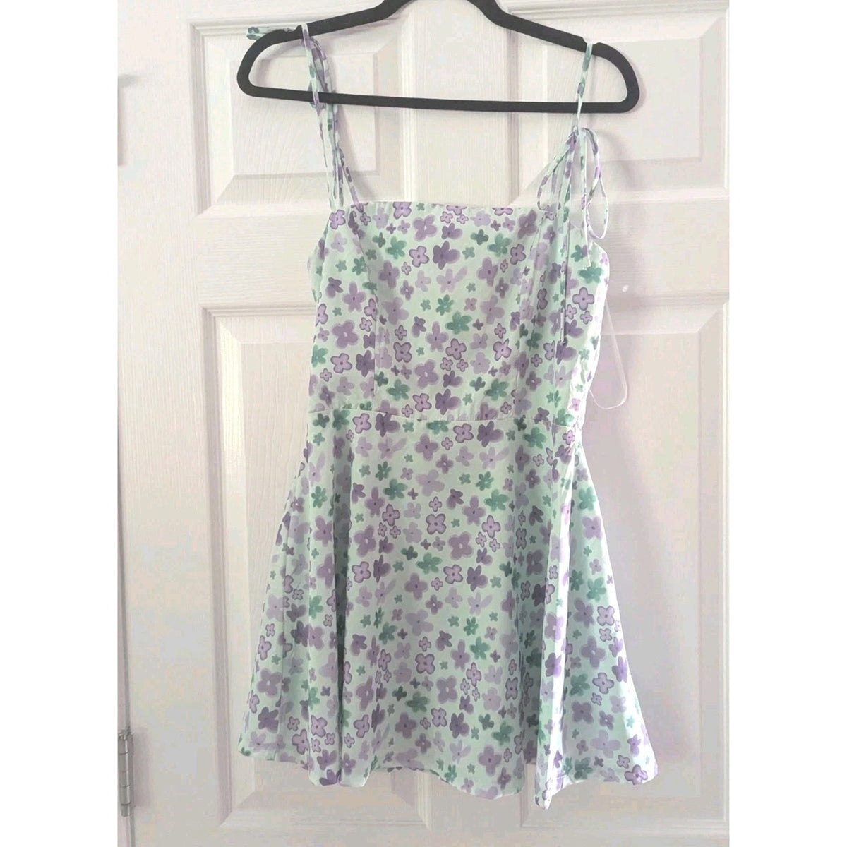Princess Polly Elissa Mini Dress Green Purple Floral Tie Strap US 4 NWT
