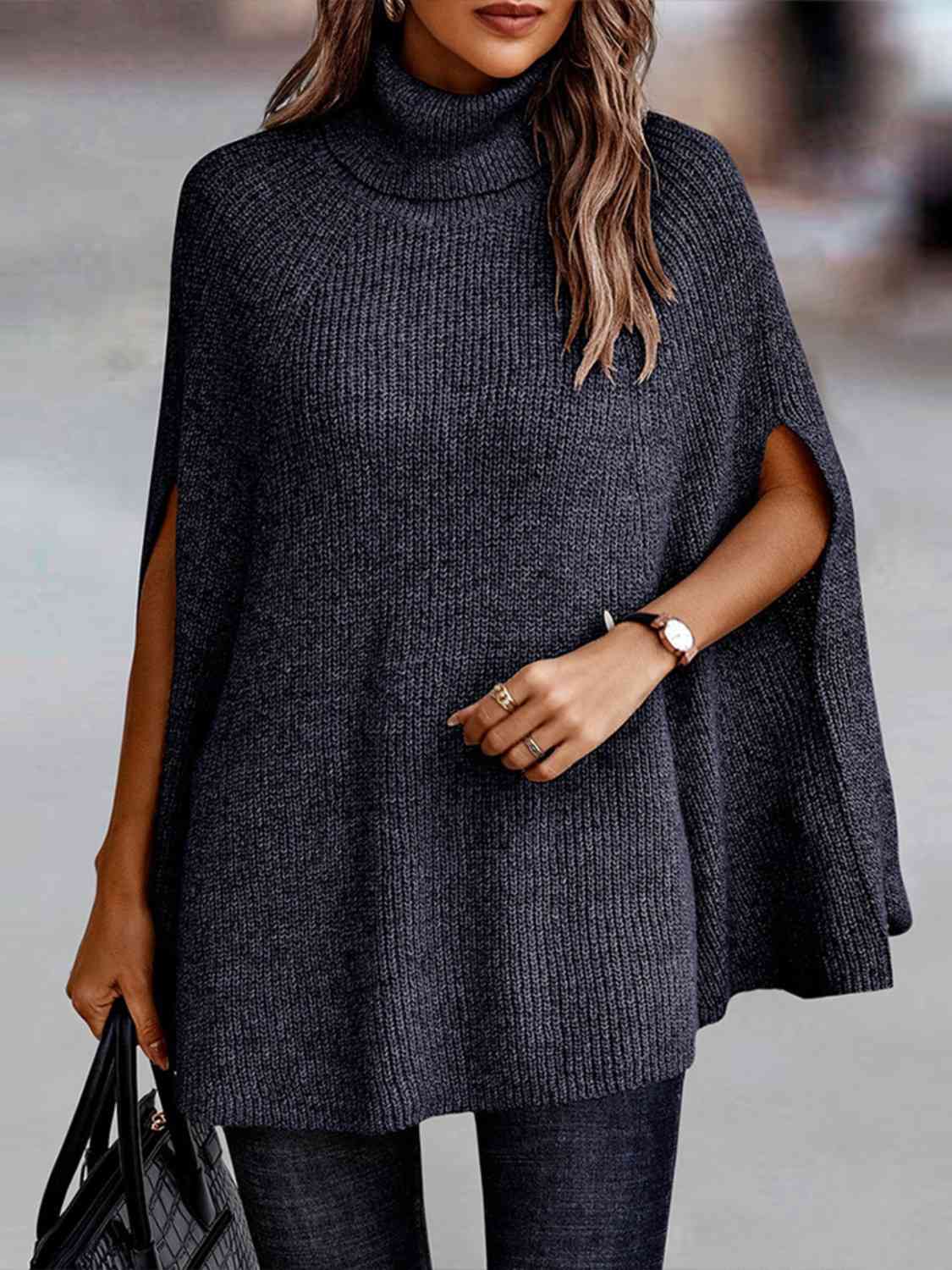 Turtleneck Dolman Sleeve Poncho cute sweaters