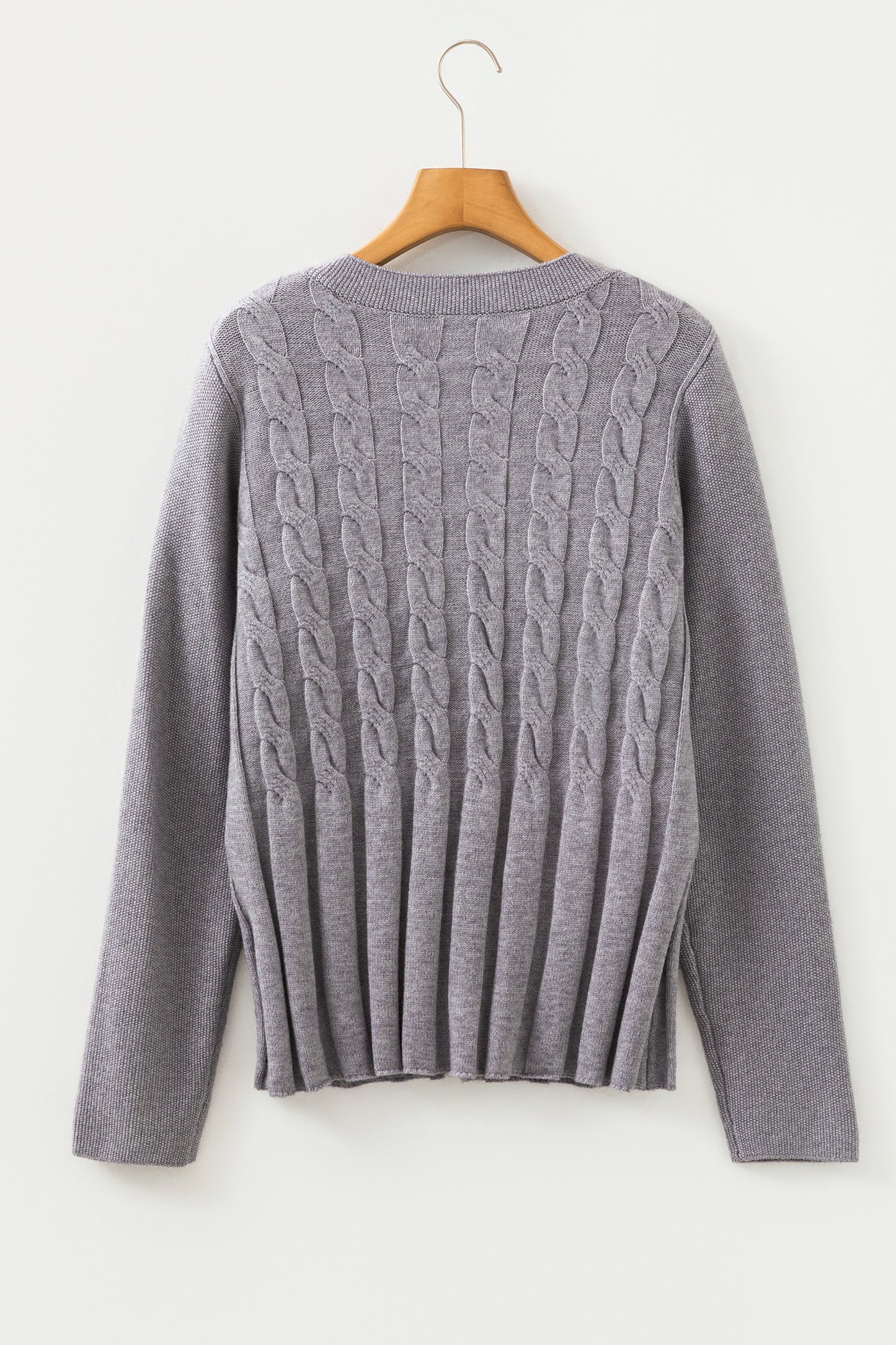 Grey Cable Knit Cardigan Sweater