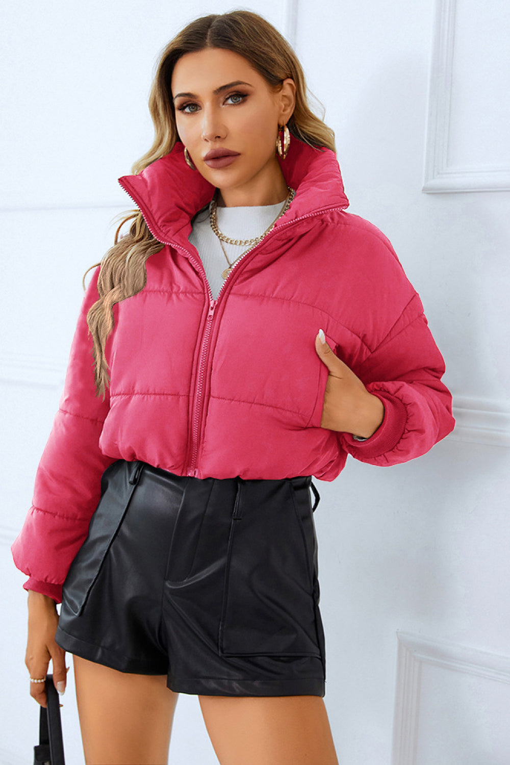 Zip-Up Winter Coat with Pockets - Scarlett's Riverside Boutique 