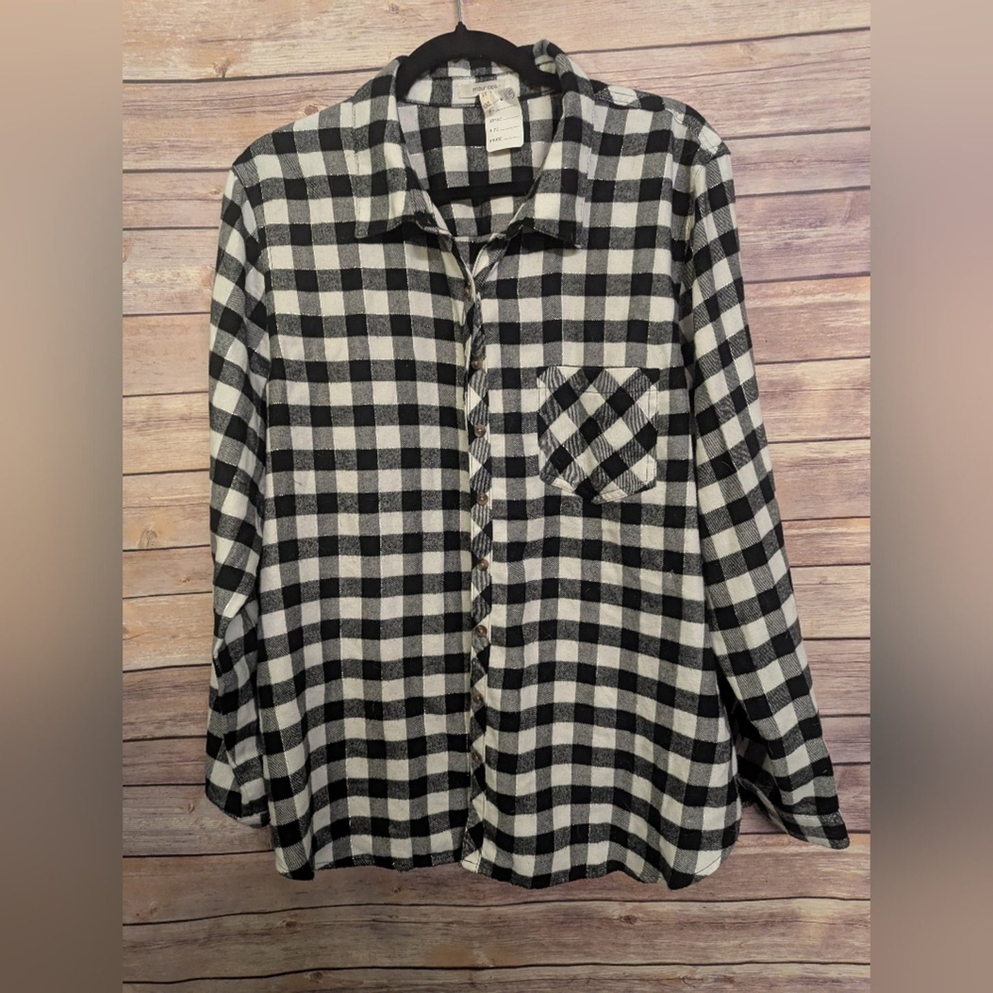 Maurices Buffalo Plaid Button Down Shirt Size 2XL BLK,WT Shimmer #C9