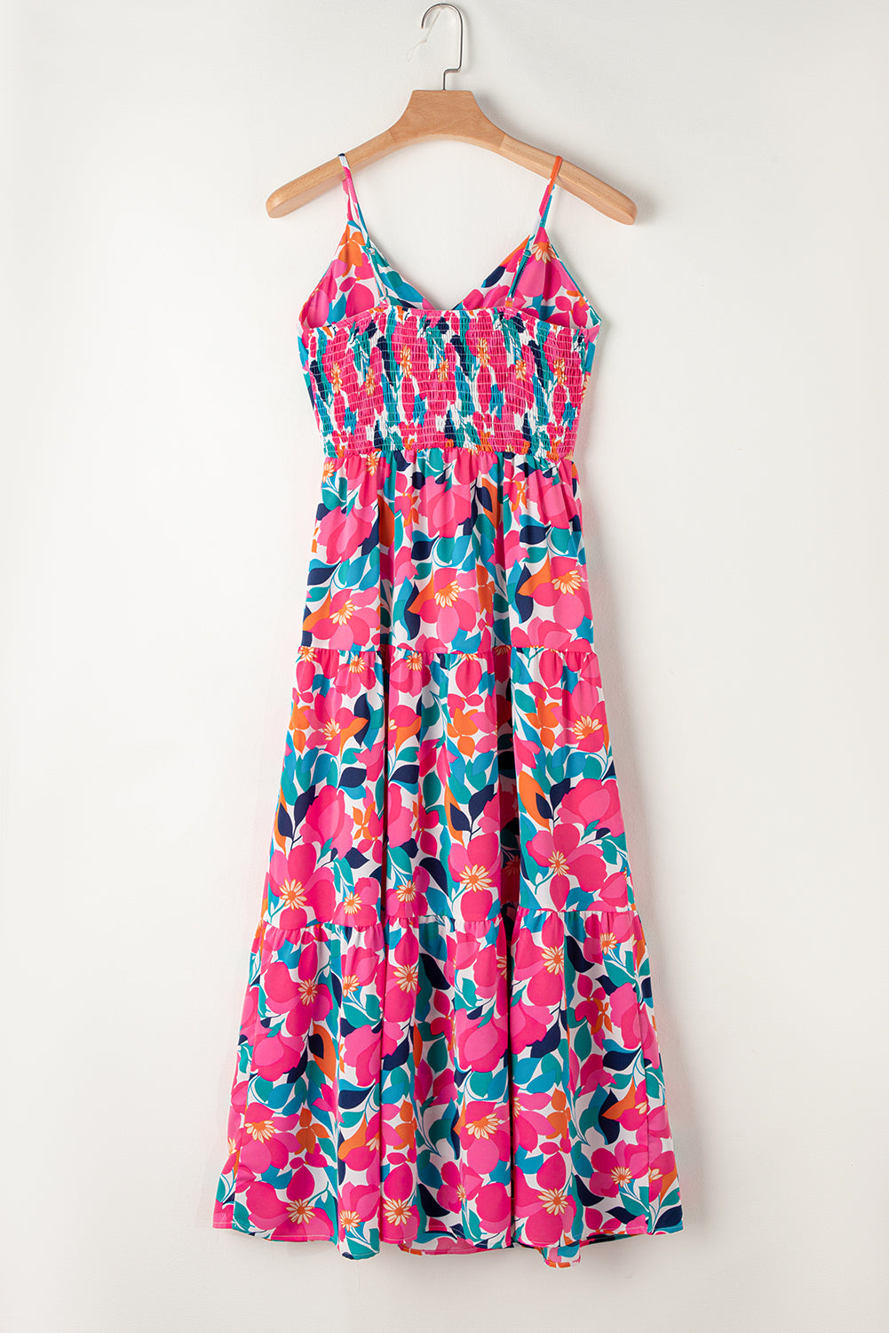 Rose Floral Twisted Smocked Back Tiered Maxi Dress - Scarlett's Riverside Boutique 