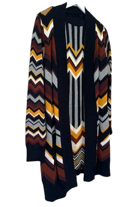 Missoni, oversized M, Zig Zag Stripes Crewneck Sweater Dress & Cardigan