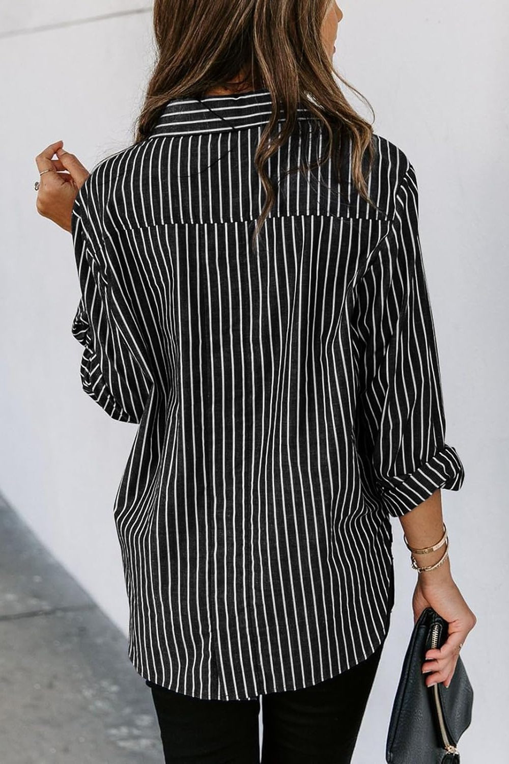 Striped Button Up Long Sleeve Shirt - Scarlett's Riverside Boutique 