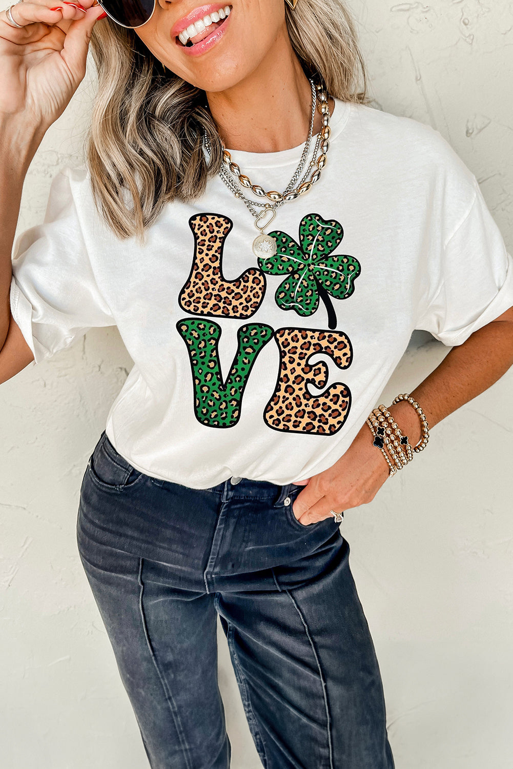 WhiteLOVE Graphic St. Patricks Crewneck Tee