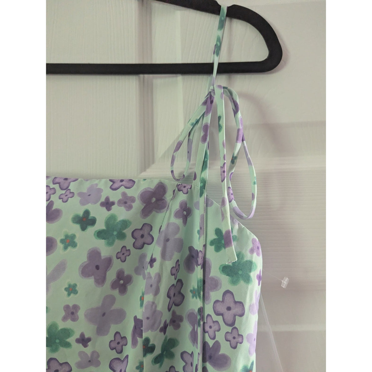 Princess Polly Elissa Mini Dress Green Purple Floral Tie Strap US 4 NWT