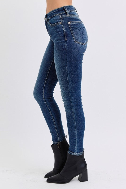 Judy Blue Full Size Run Mid-Rise Waist Skinny Jeans with Thermal Lining - Scarlett's Riverside Boutique 