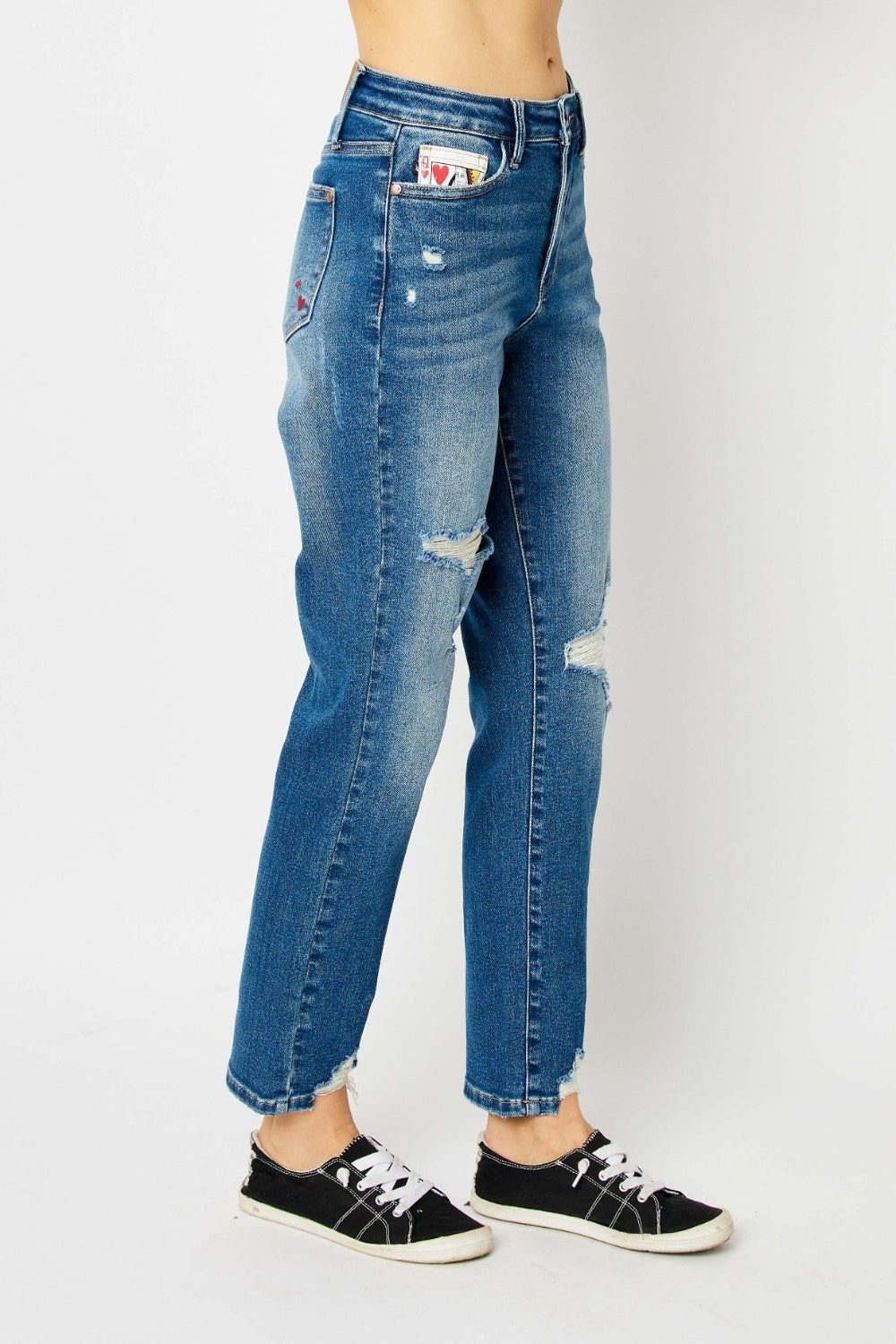 Judy Blue Full Size Distressed Slim Jeans - Scarlett's Riverside Boutique