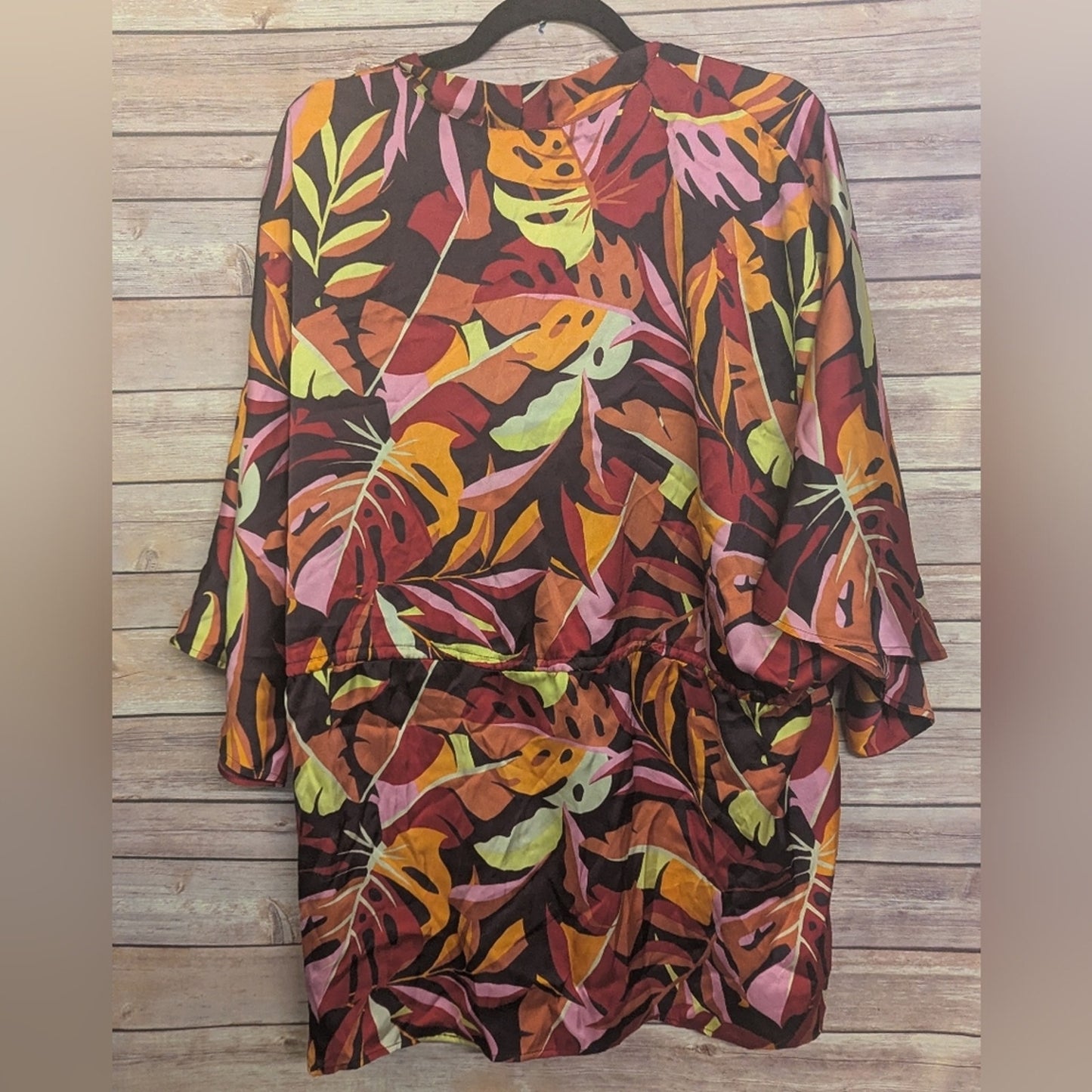 NWT Tropical Leaf Kimono Cardigan S/M | Bold Fall Boho Open Front Lightweigh #D1