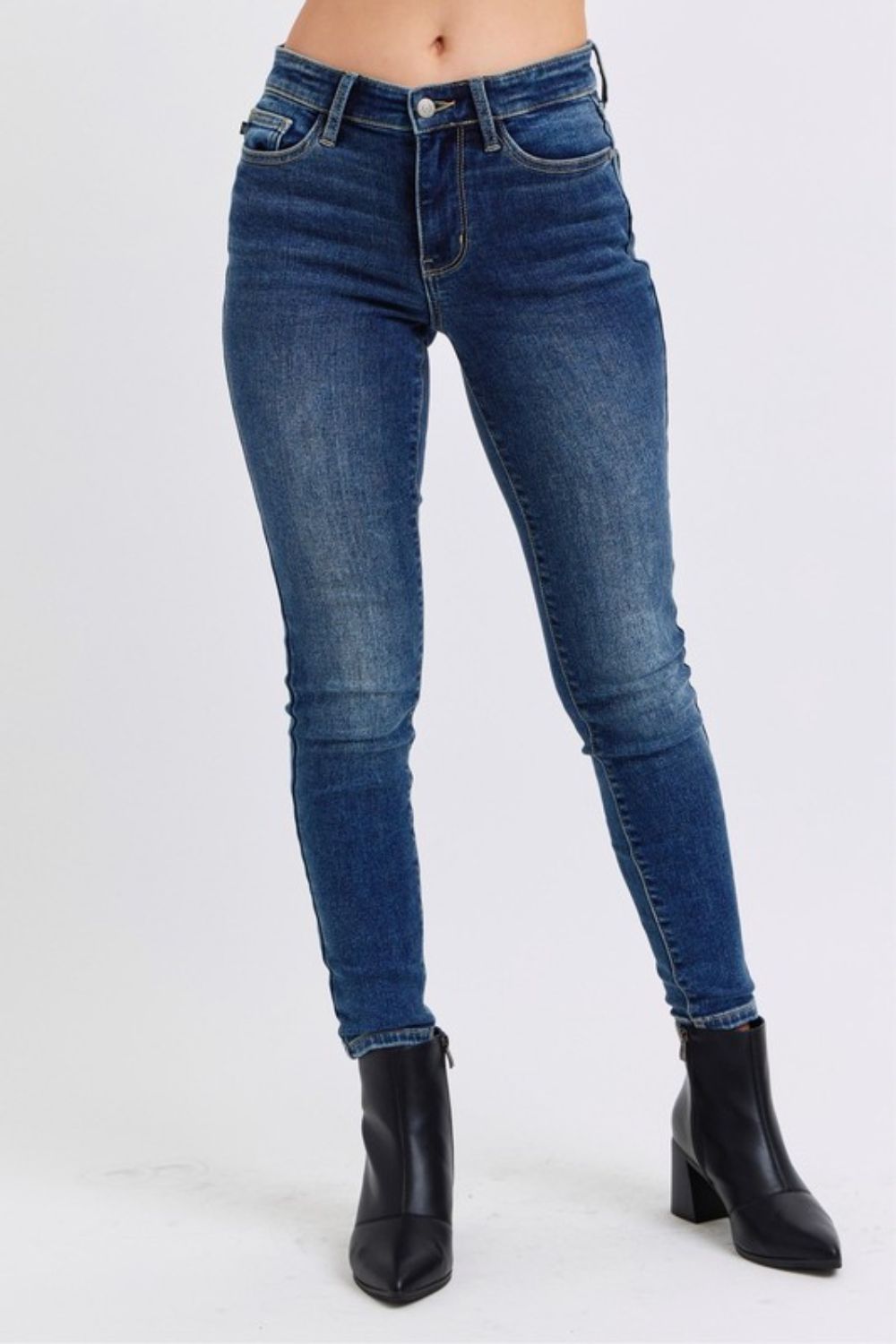 Judy Blue Full Size Run Mid-Rise Waist Skinny Jeans with Thermal Lining - Scarlett's Riverside Boutique 