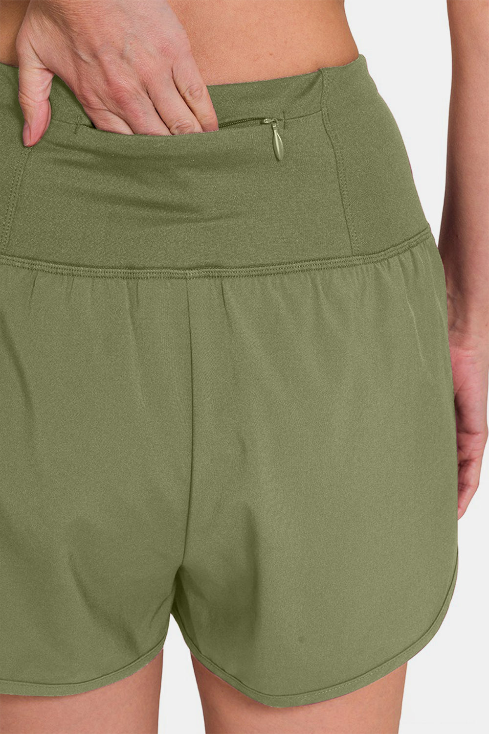 Zenana High-Waisted Zippered Back Pocket Active Shorts - Scarlett's Riverside Boutique 