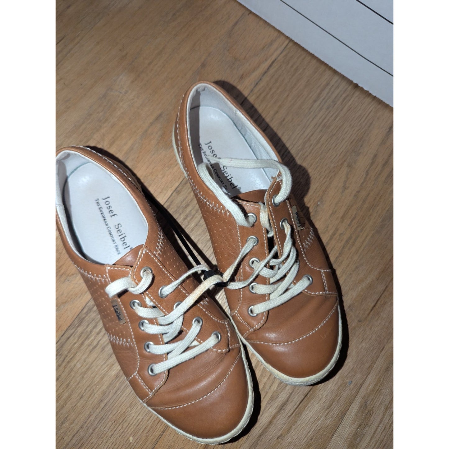 Josef Seibel Caspian Sneaker 37 Women Brown Leather Lace Up Comfort Walking Shoe