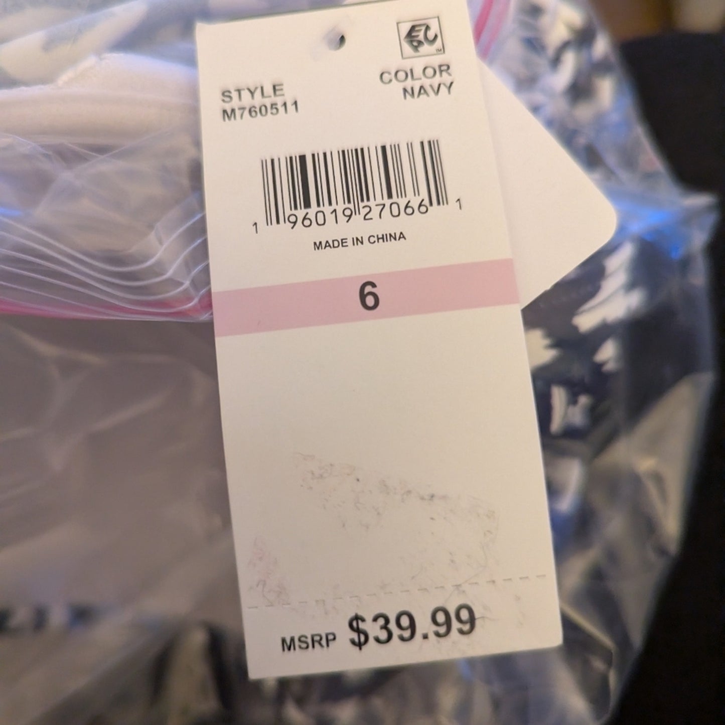 NWTs, Island Escape, Blue and White Patterned Tankini Top Sz 6 #A15