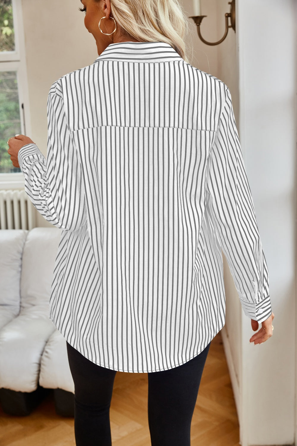 Striped Button Up Long Sleeve Shirt - Scarlett's Riverside Boutique 