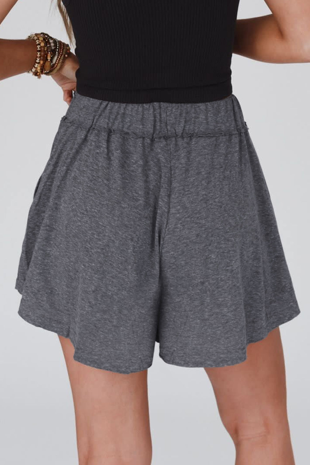 Gray Elastic Waist Culotte Shorts - Scarlett's Riverside Boutique 