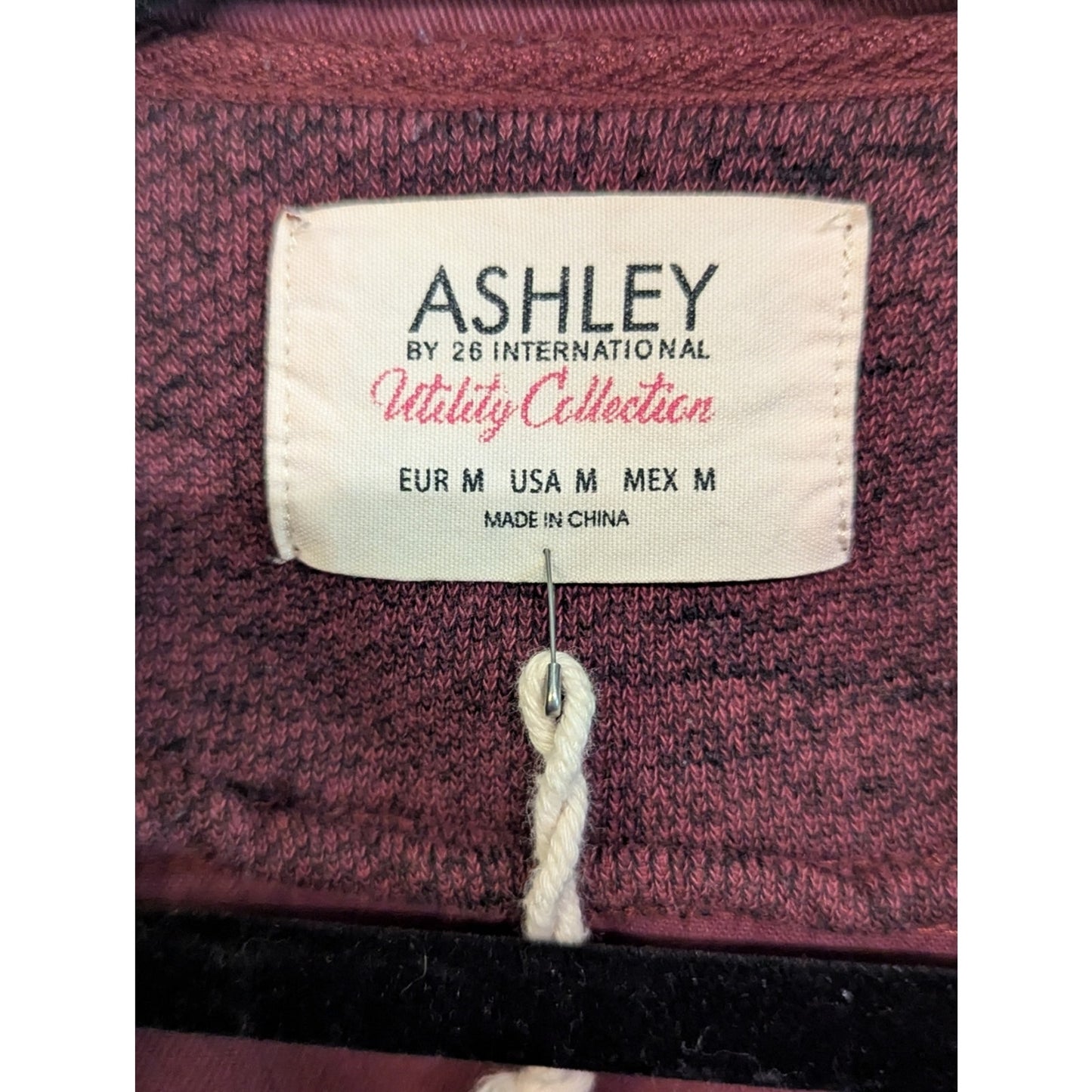 Ashley Utility Jacket Women’s Medium Burgundy Knit Sleeve Zip Military Anorak