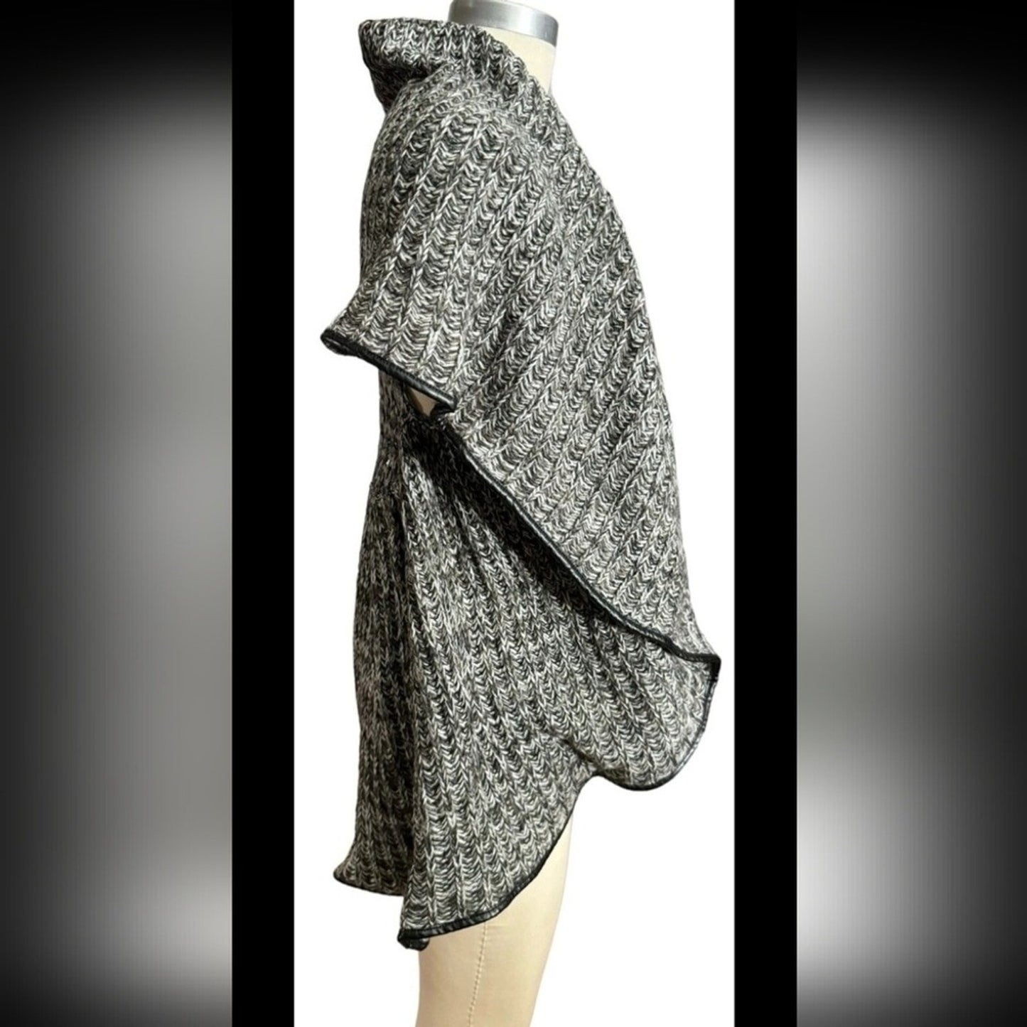 Women's XL Gray Marled Knit Open Front Cardigan Sweater Shawl Wrap Cozy Boho #E8