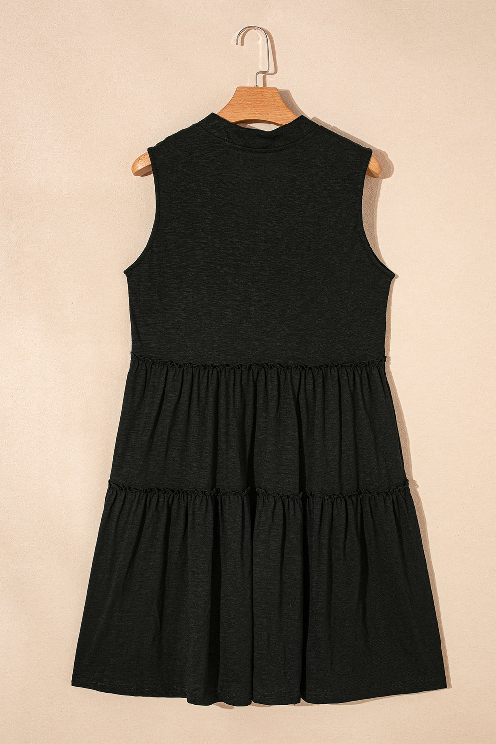 Black Split V Neck Tiered Flowy Sleeveless Dress - Scarlett's Riverside Boutique 