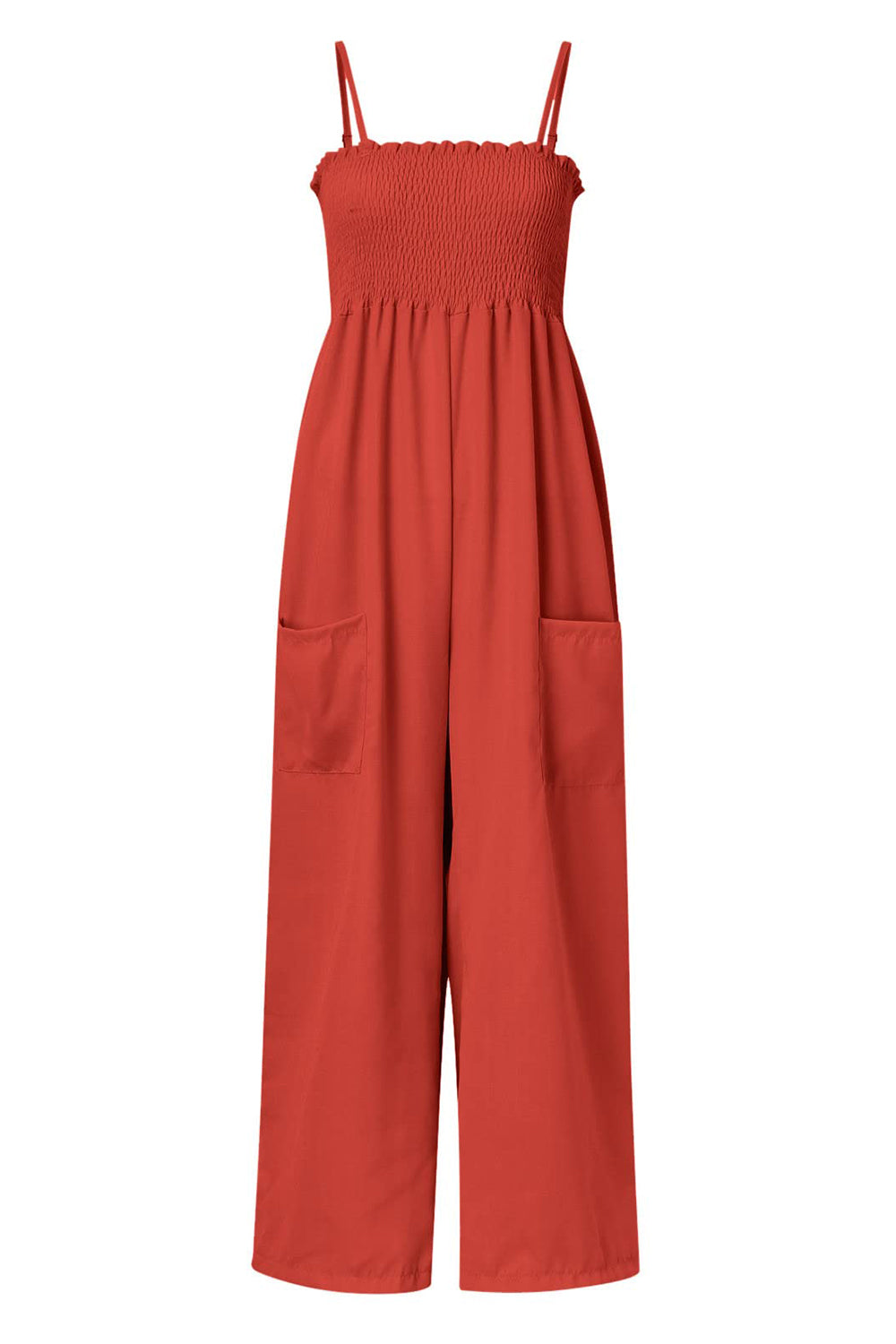 Smocked Spaghetti Strap Wide Leg Jumpsuit - Scarlett's Riverside Boutique 