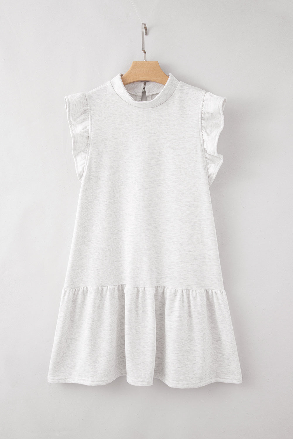 White Flutter Sleeve Crew Neck Shift Dress - Scarlett's Riverside Boutique 