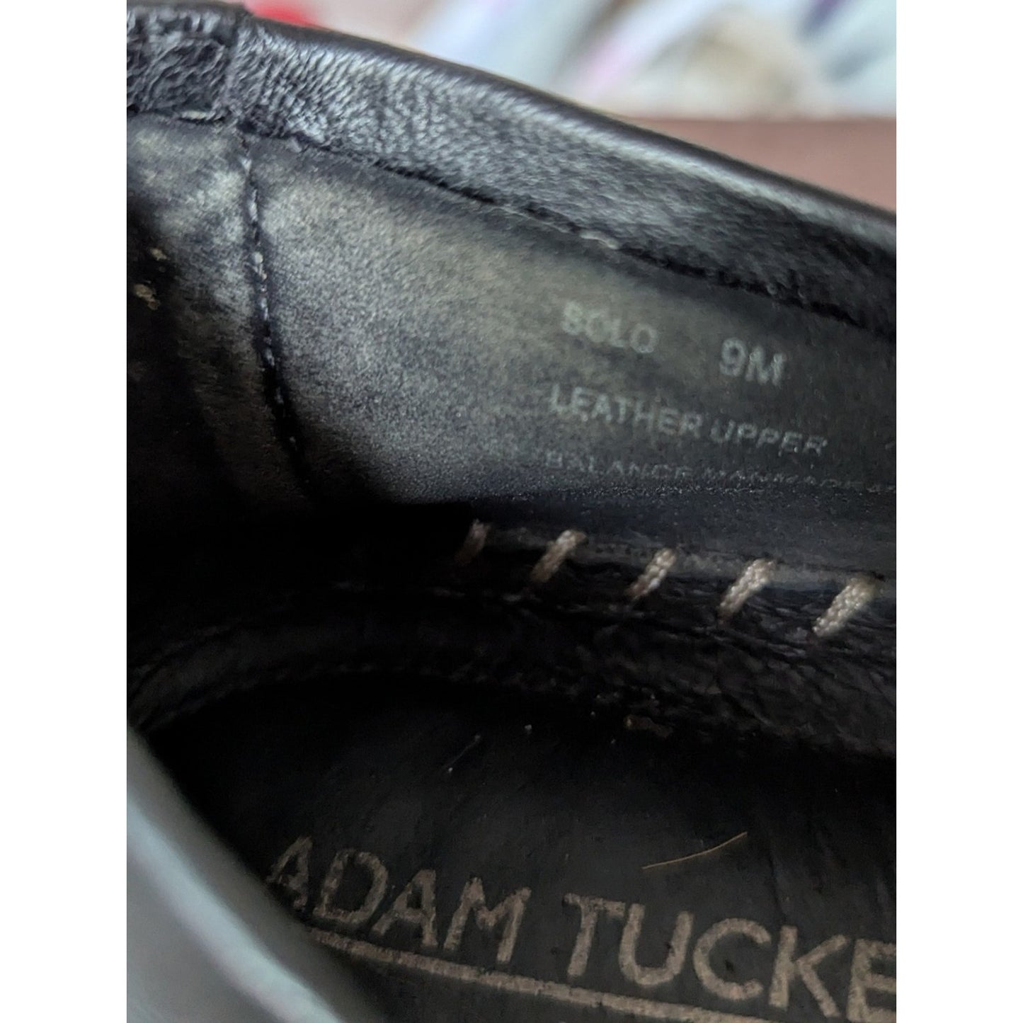Adam Tucker Me Too Solo Black Leather Loafers Women's Size 9M Slip On Moc Flats