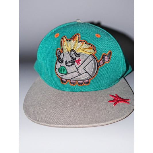 CityHunter USA Angry Pig Snapback Hat Green Gray Graphic Flat Bill Cap Adjustabl
