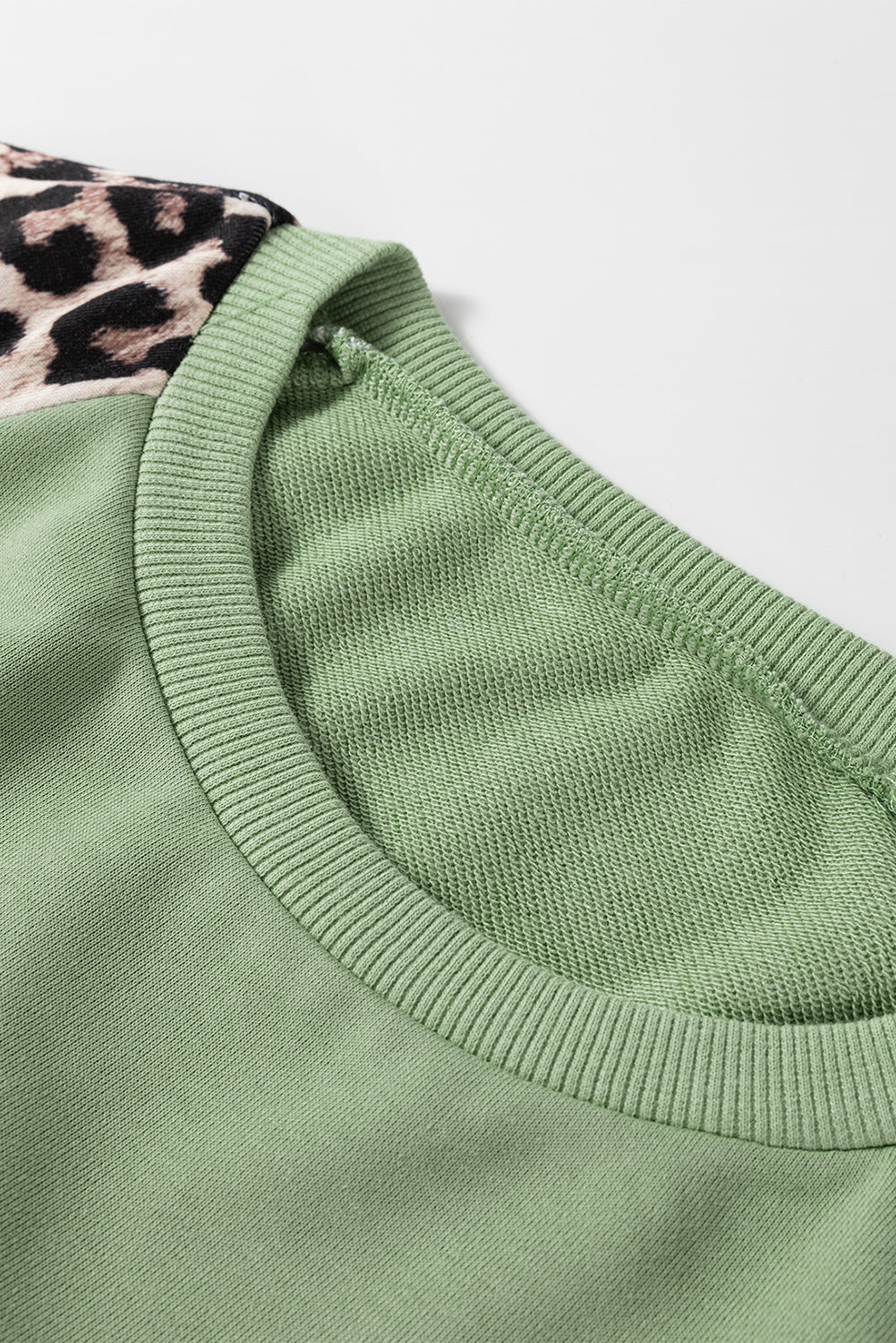 Grass Green Leopard Print Colorblock Raglan Sleeve Sweatshirt - Scarlett's Riverside Boutique 