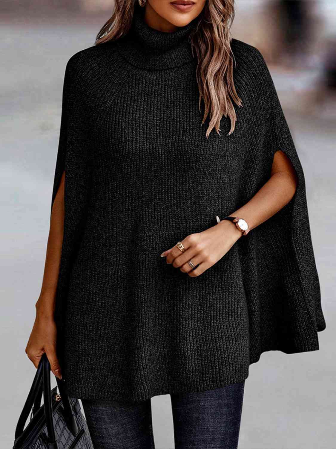 Turtleneck Dolman Sleeve Poncho cute sweaters