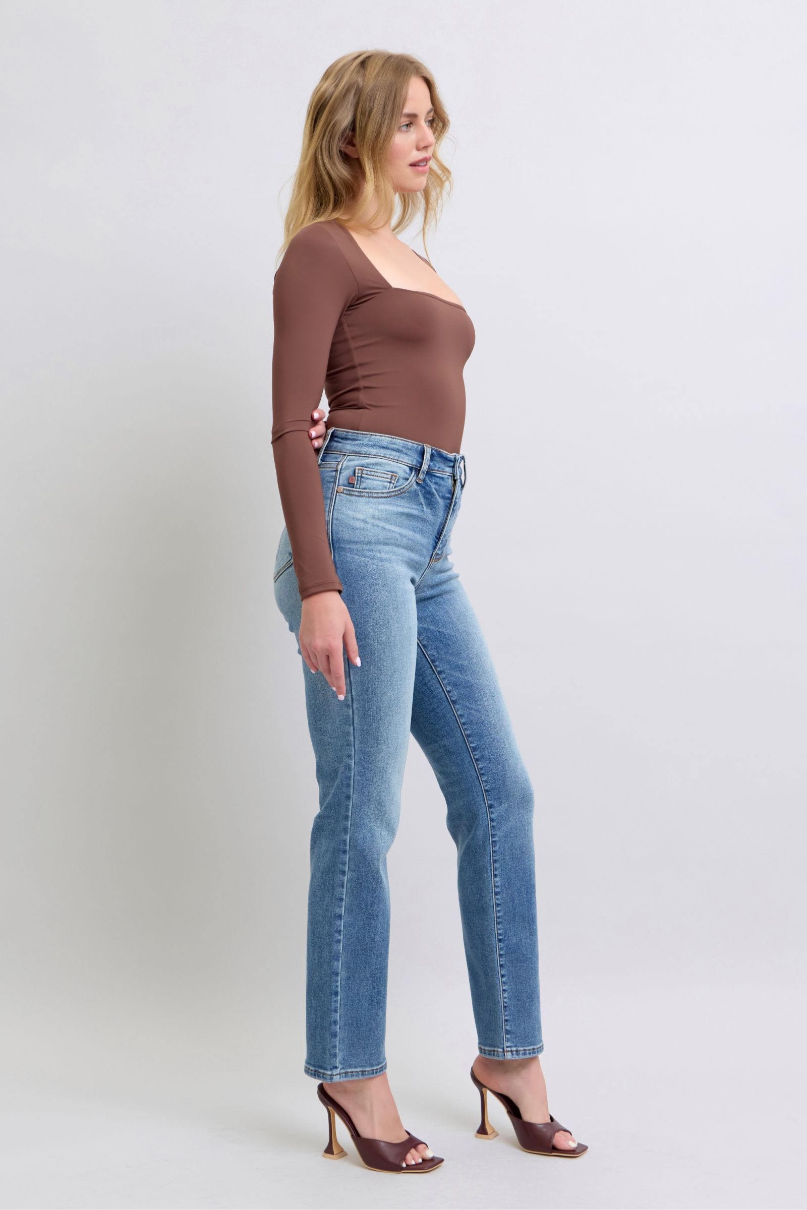 Judy Blue Full Size Run Vintage Wash Thermal Straight Jeans - Scarlett's Riverside Boutique 