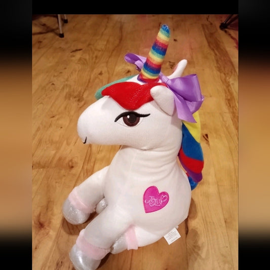 JoJo Siwa Rainbow Unicorn Plush Large Stuffed Animal Glitter Hooves Bow
