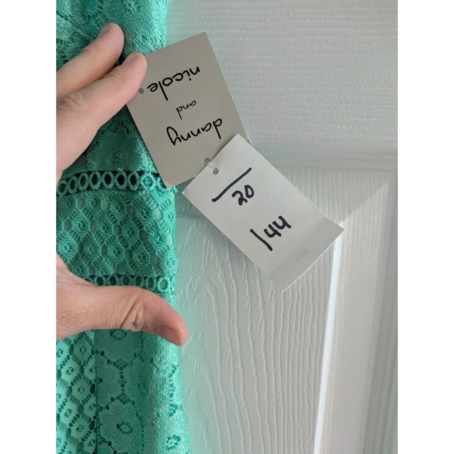 NWT Danny & Nicole Women’s 8P Mint Green Lace Fit & Flare Dress Sleeveless Petit